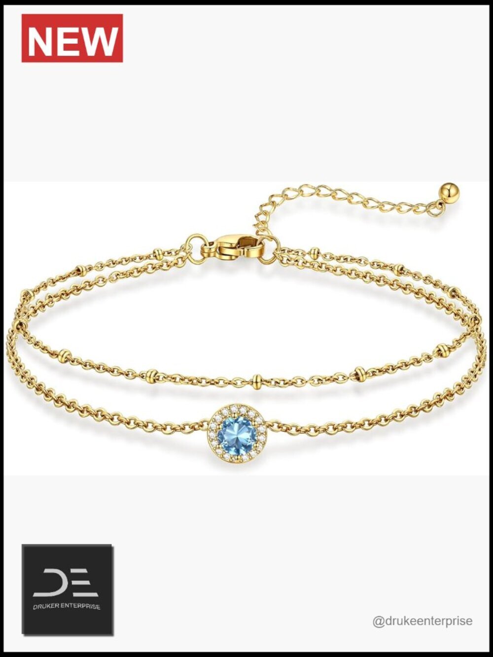 Stainless Steel Birthstone Anklet - Adjustable Gold Ankle Bracelet